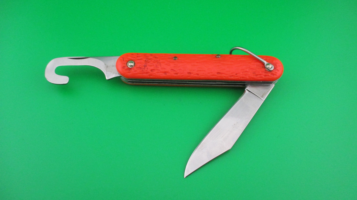 CAMILLUS vintage MC1 Orange paratrooper automatic knife with hook blade