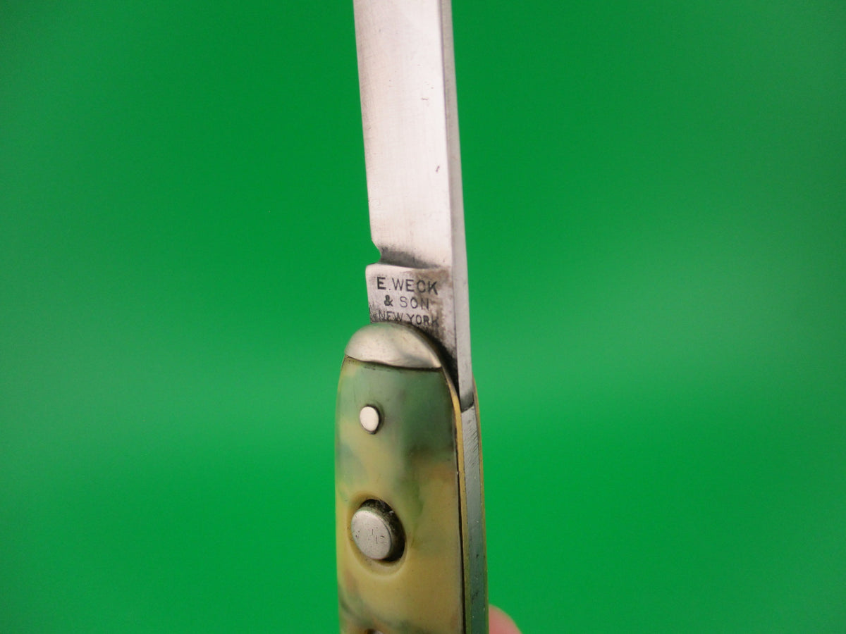 E WECK & SON NEW YORK double Cotton Candy celluloid switchblade knife