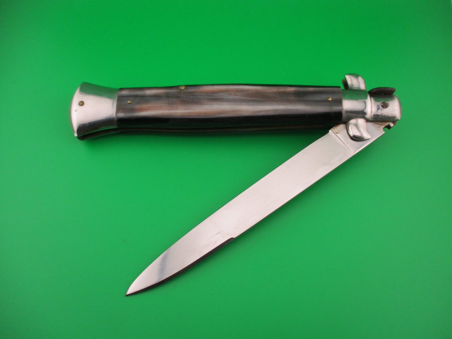 ROSTFREI 38cm Italian Stiletto Black Cream & Brown vintage 1980s automatic knife