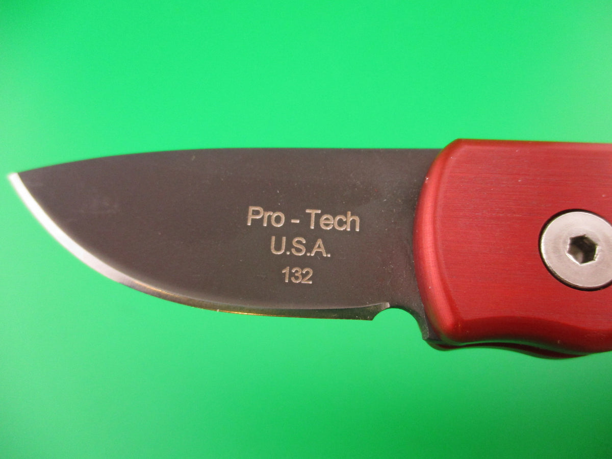 Pro-tech USA 132 5 inch Red/Black Aluminum handled automatic knife