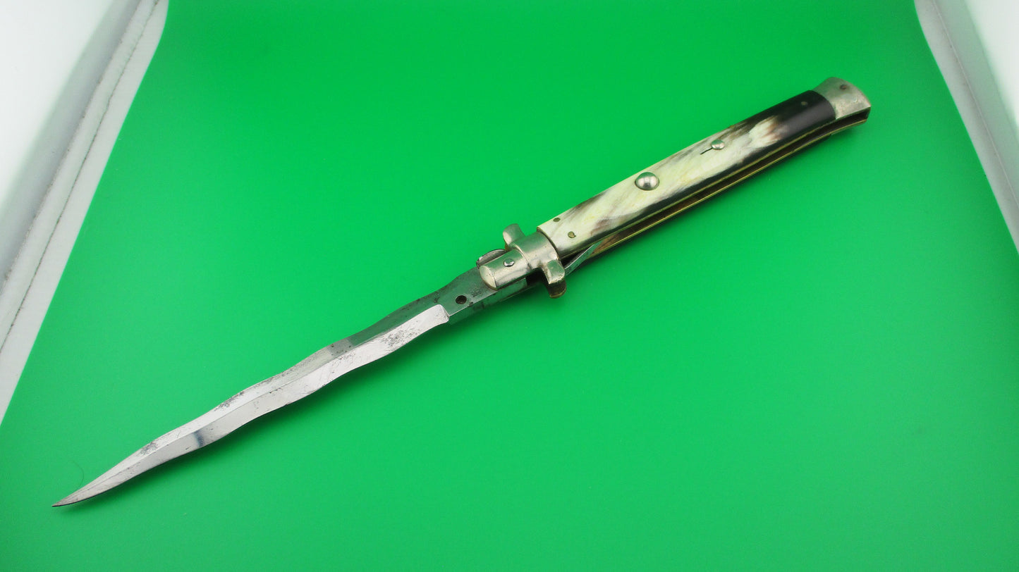 MADE ITALY 6 33cm Italian Picklock KRIS Horn 1950s Vintage automatic knife