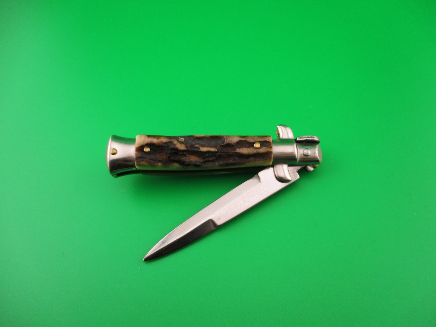 ROSTFREI 14cm Italian Stag stiletto Oreste Dibon vintage automatic knife