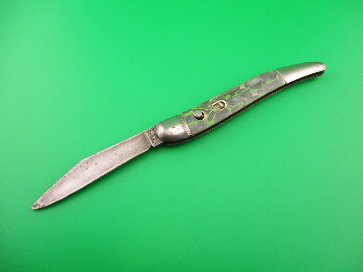 Hammer Brand Imperial Toothpick Gray Pearl & Green 1950s switchblade Book knife