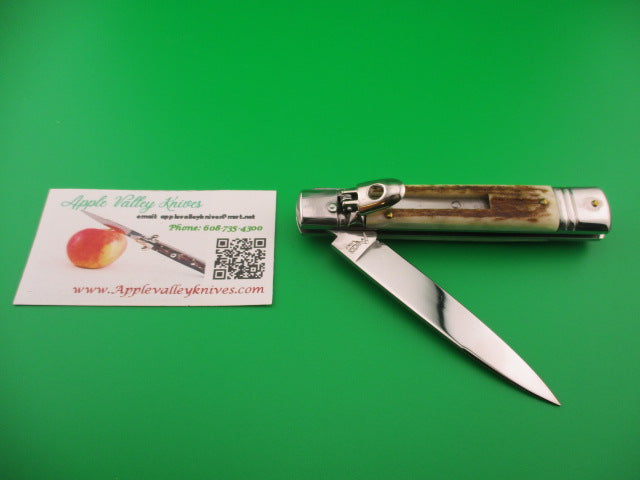 AKC ITALY 20cm Italian Slimline Lever Stag automatic knife