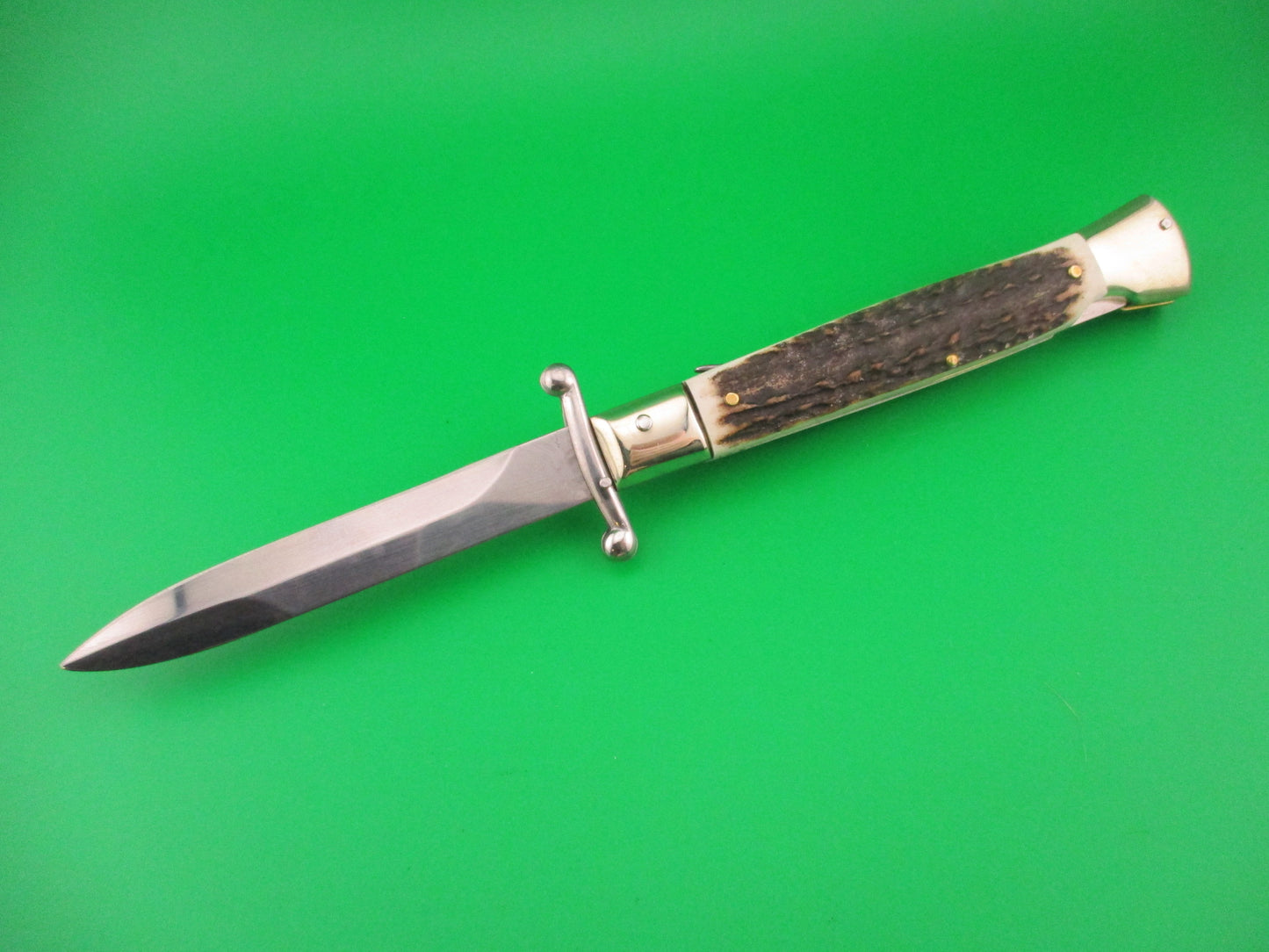 AGA CAMPOLIN 23cm Italian Swing Guard Stag Bayonet blade automatic knife
