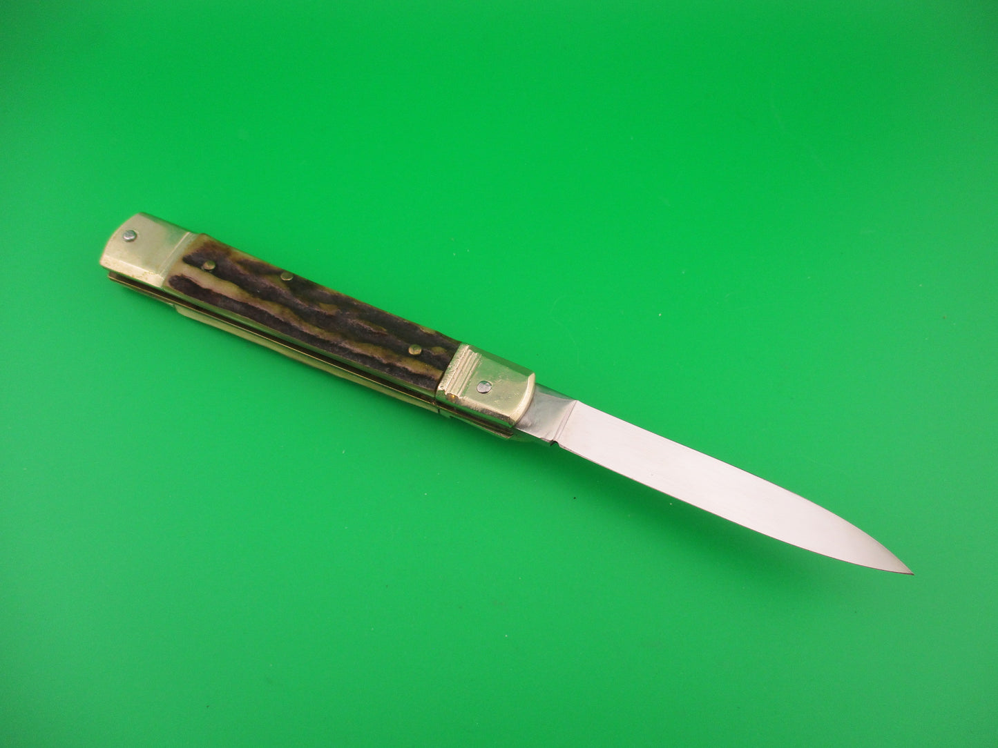 HUBERTUS SOLINGEN ROSTFREI 11cm German Slimline Lever Stag automatic knife