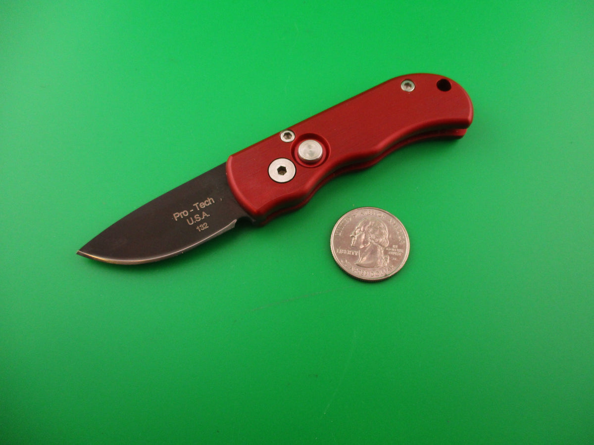 Pro-tech USA 132 5 inch Red/Black Aluminum handled automatic knife