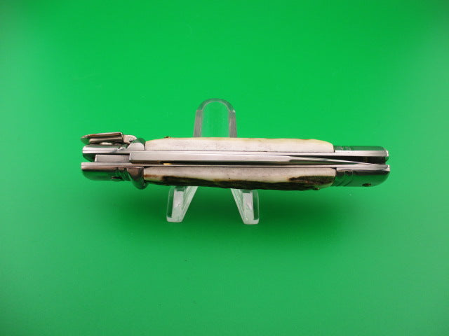 AKC ITALY 20cm Italian Slimline Lever Stag automatic knife