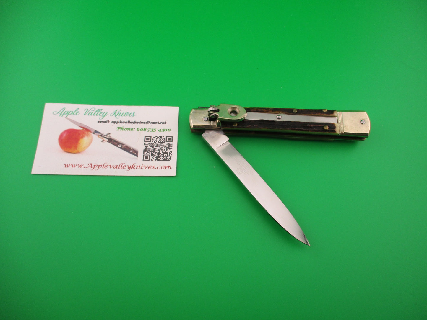 HUBERTUS SOLINGEN ROSTFREI 11cm German Slimline Lever Stag automatic knife
