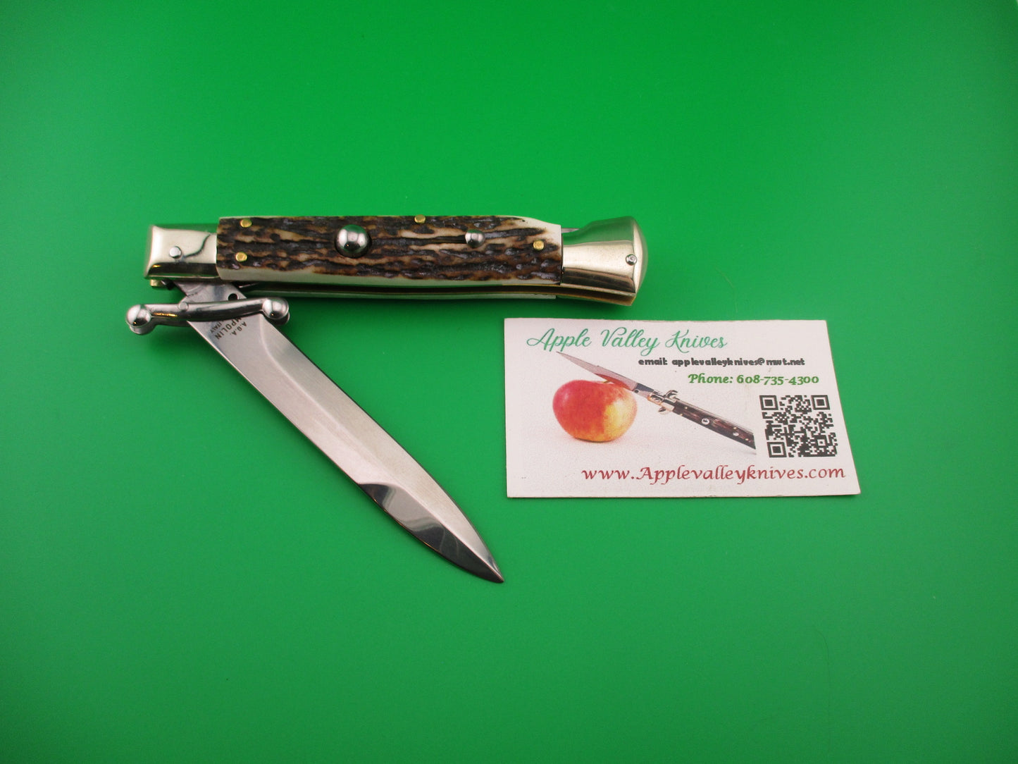 AGA CAMPOLIN 23cm Italian Swing Guard Stag Bayonet blade automatic knife