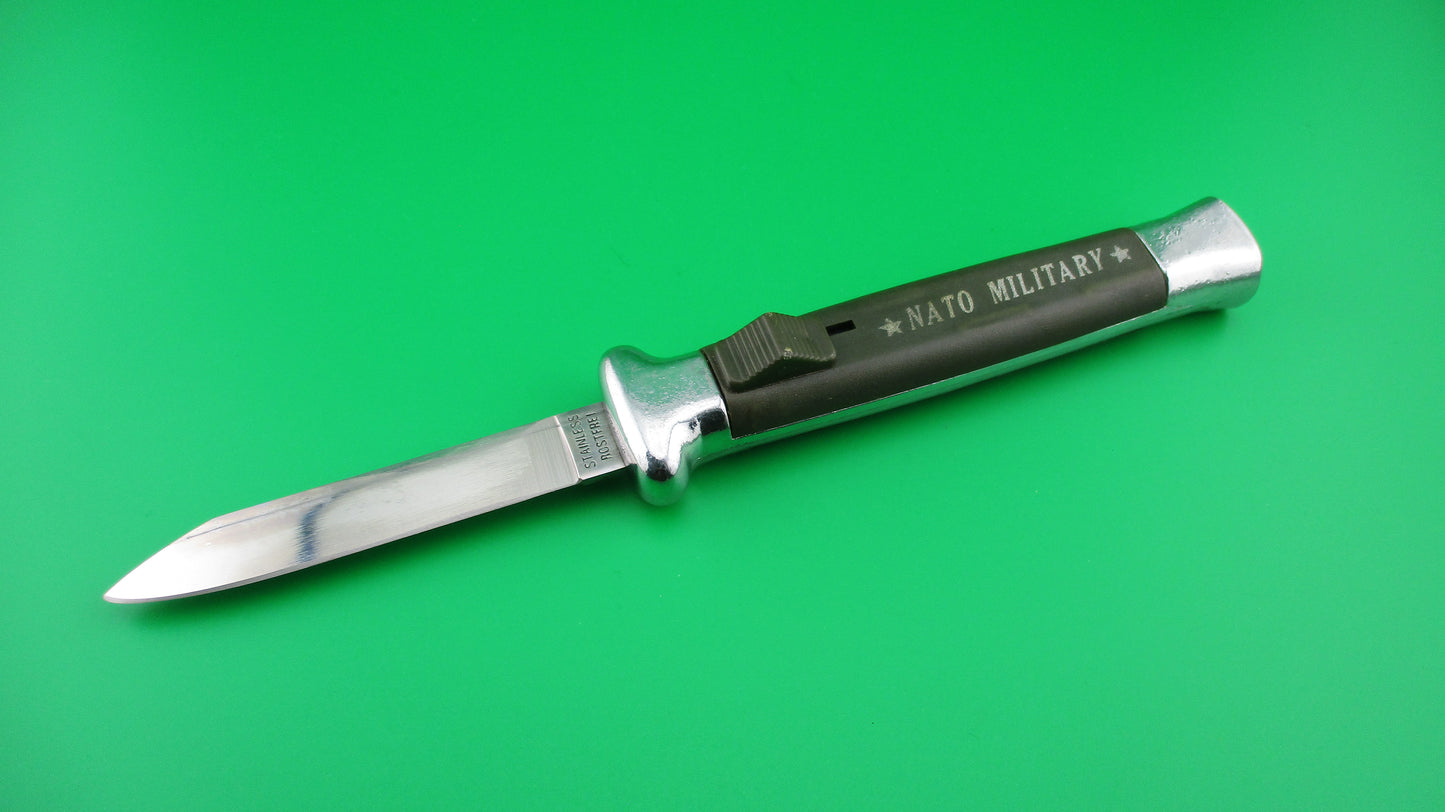 STAINLESS ROSTFREI NATO MILITARY DA OTF 21cm green automatic knife