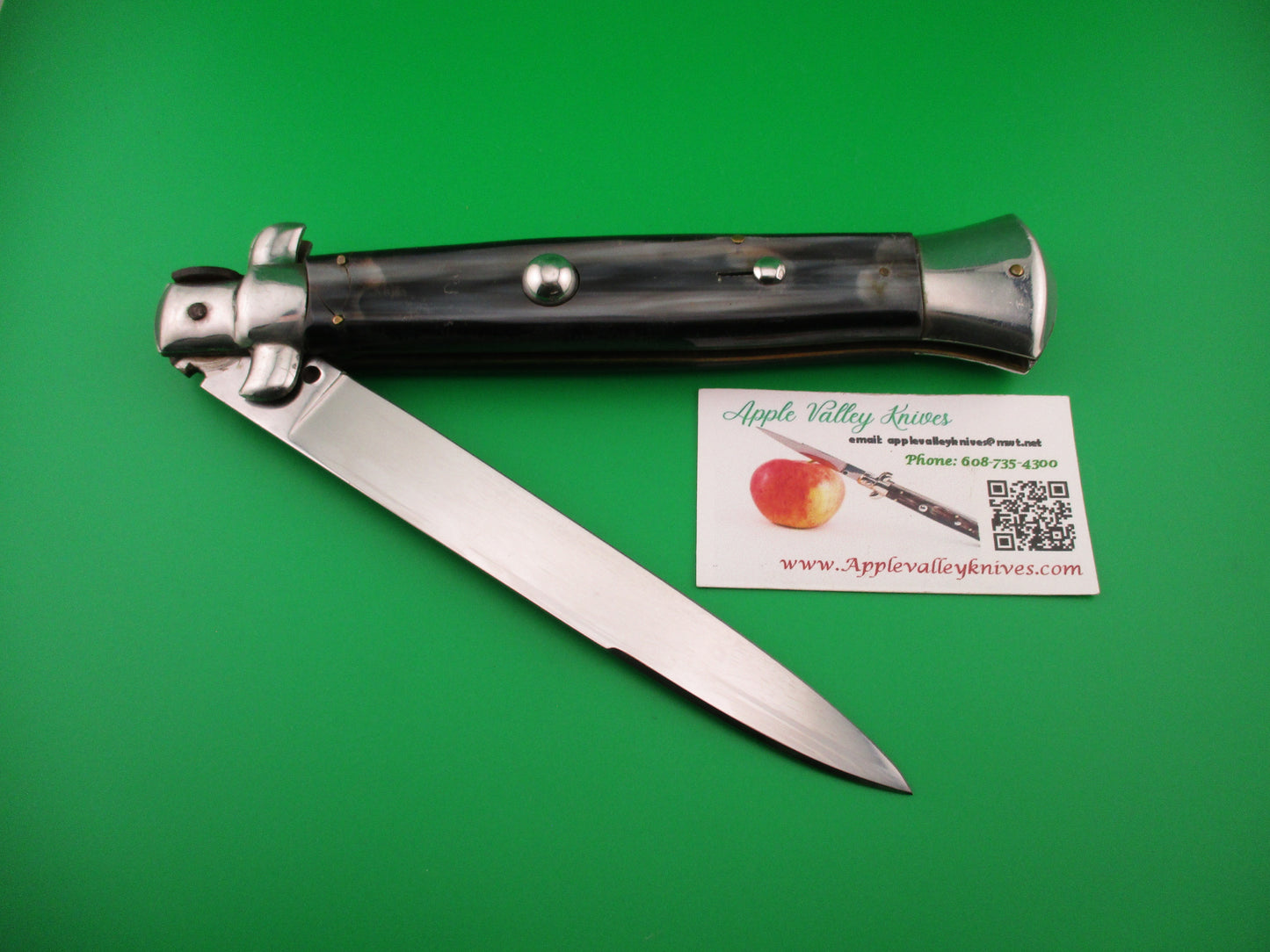 ROSTFREI 38cm Italian Stiletto Black Cream & Brown vintage 1980s automatic knife
