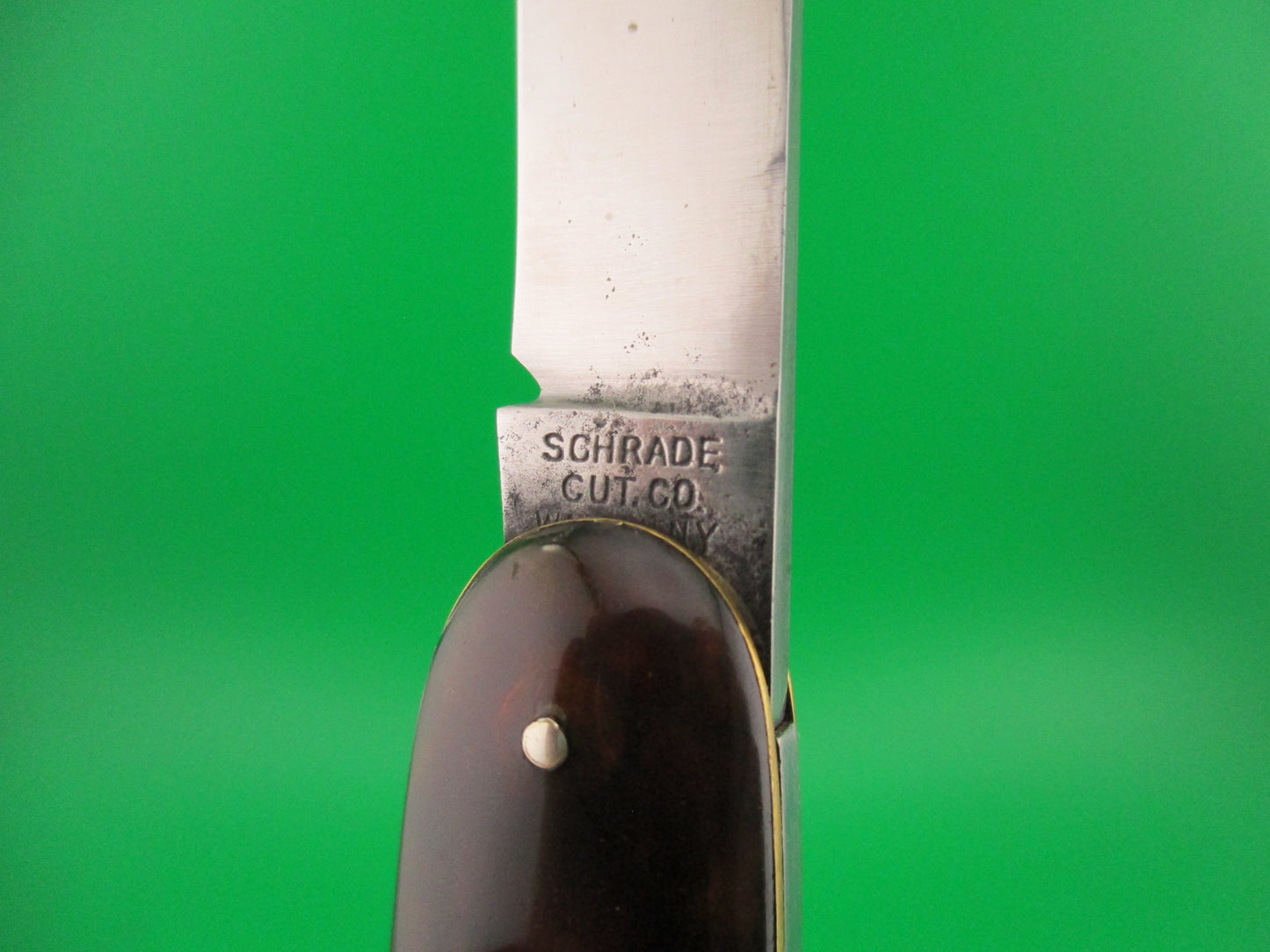 Early SCHRADE CUT CO Large Double Tortoise Spear blade vintage automatic knife