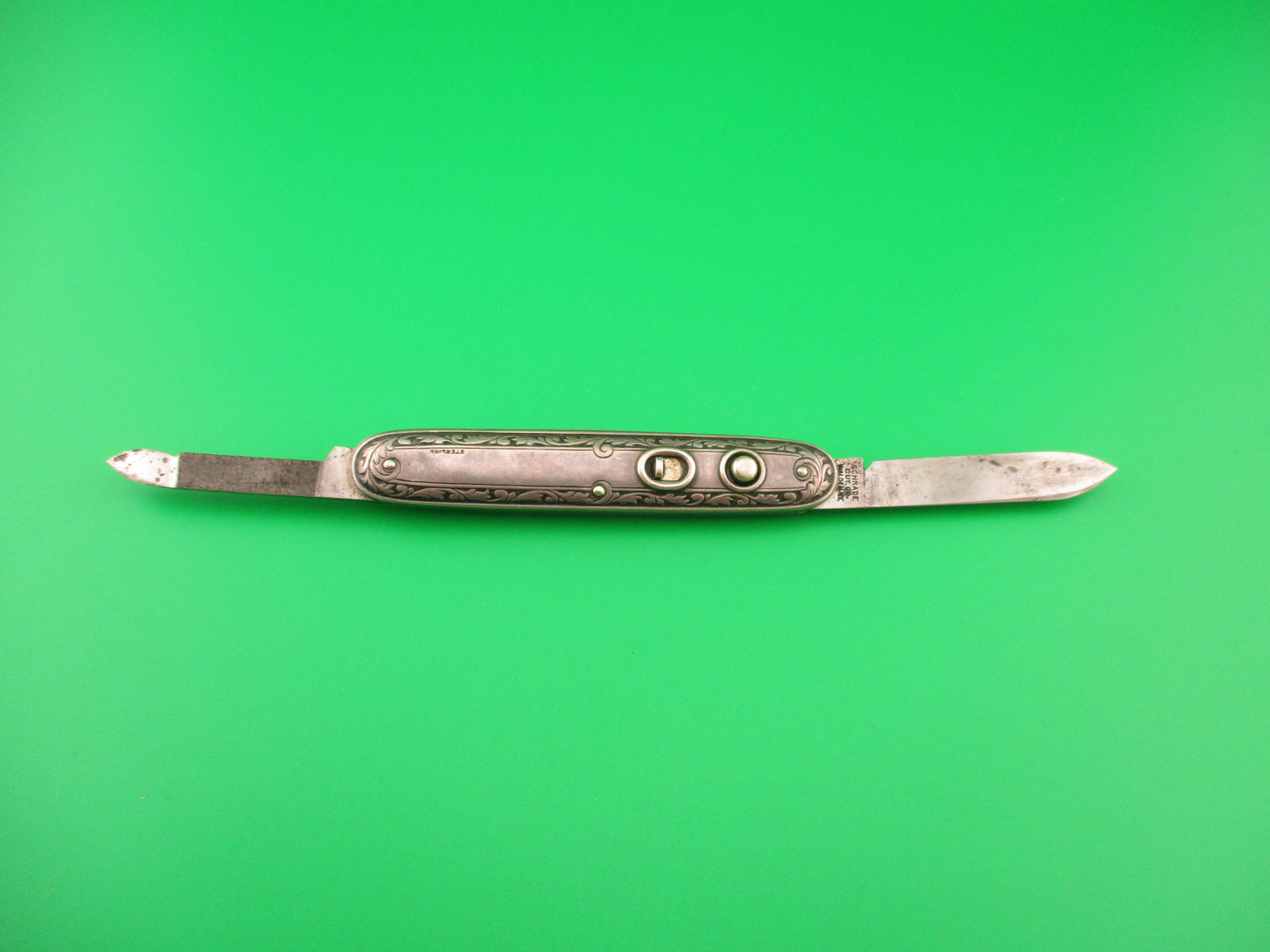 Schrade Cut Co Medium double Sterling Silver Deluxe automatic knife SS740DF