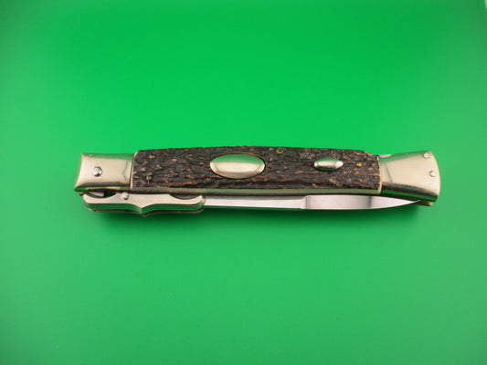 z AGA CAMPOLIN MANIAGO ITALY 2014 33cm Italian Swing Guard Stag Oval Button switchblade