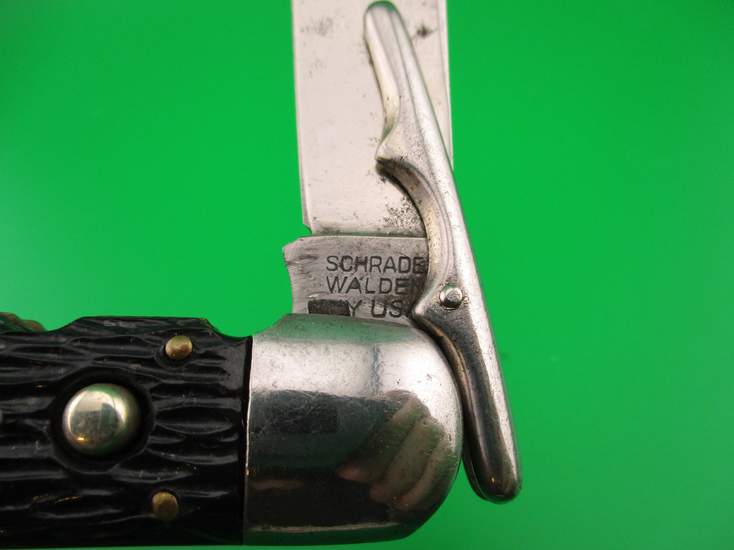 RARE Schrade Walden Folding Guard Scout w Lanyard ring Vintage automatic knife