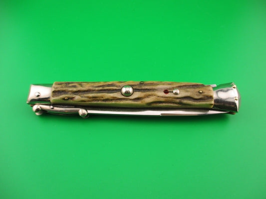 MADE IN ITALY INOXID 28cm Italian Stag Swing Guard 1960s vintage automatic knife