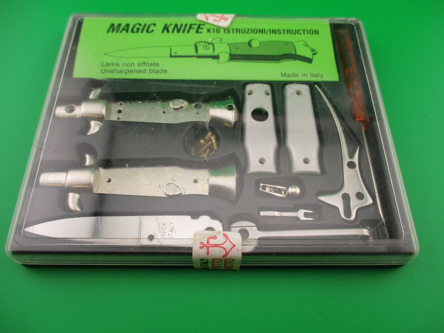 Magic Knife kit Italian Keychain size switchblade gray pearl scales
