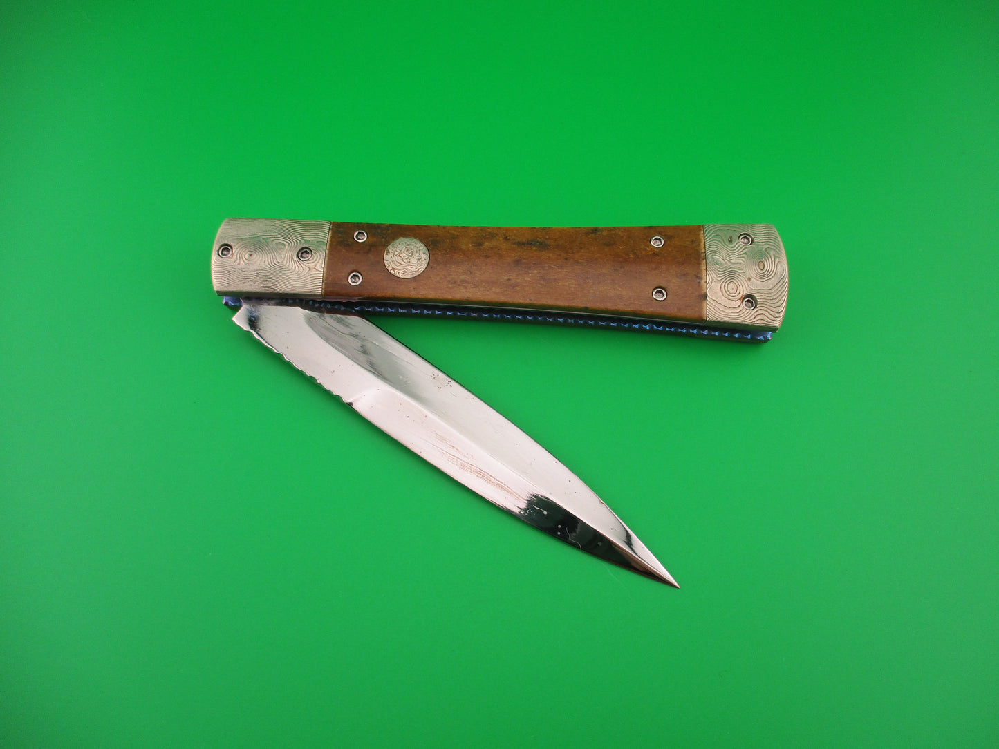 RAINY VALLOTTON 10" CUSTOM Mammoth & Titanium Bayonet blade automatic knife