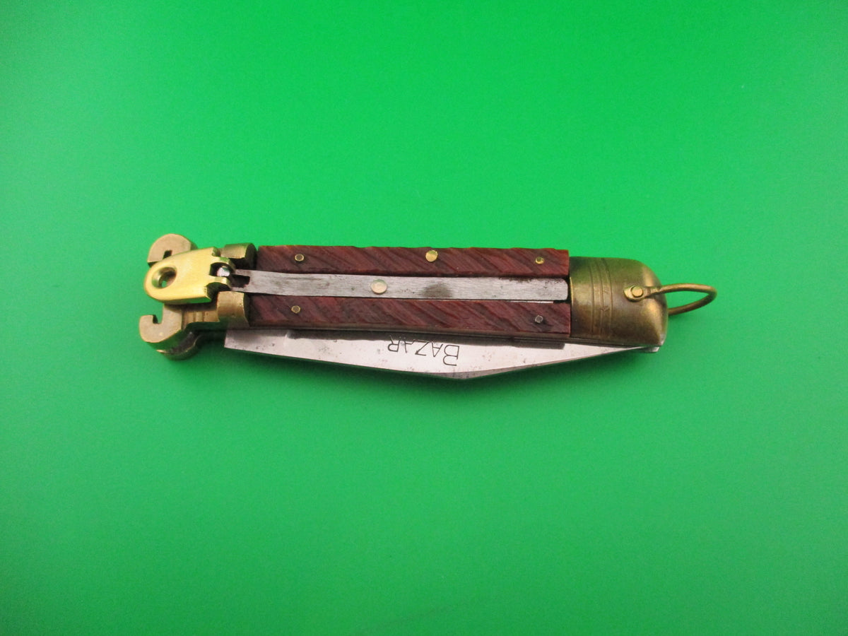Bazar 20cm Japanese Lever Shell Puller Bone & Brass vintage automatic knife NOS