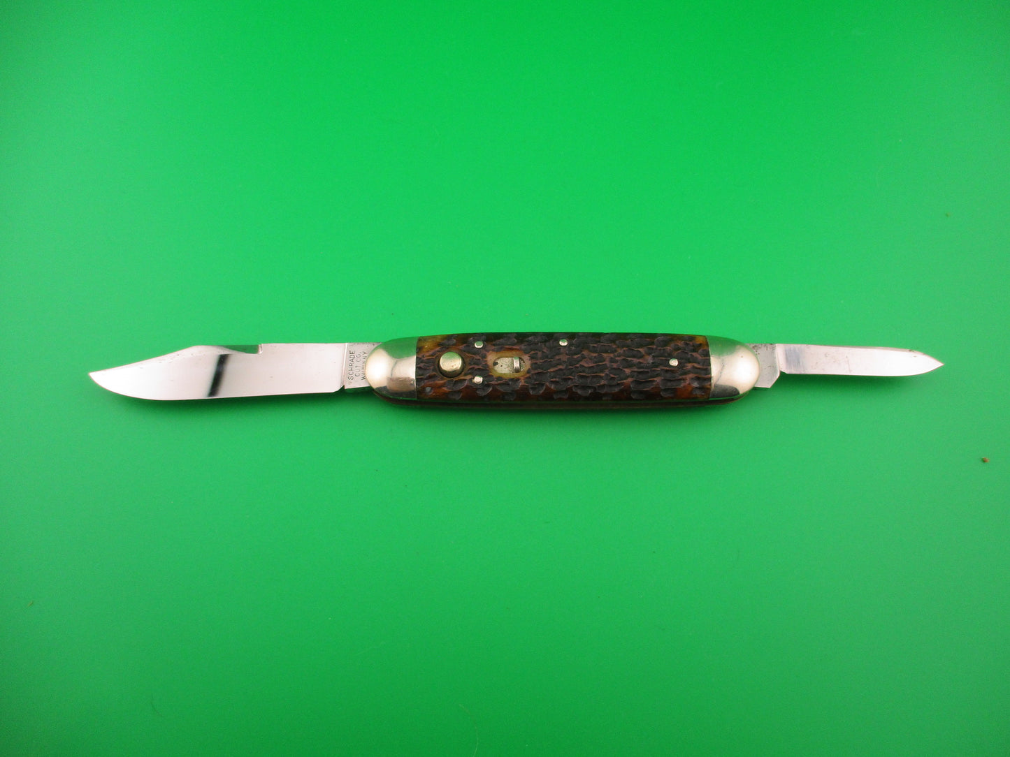 Schrade Cut Co Early Large double full bolsters Bone 7503 3/4B automatic knife