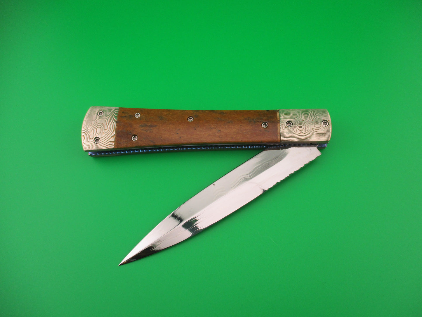 RAINY VALLOTTON 10" CUSTOM Mammoth & Titanium Bayonet blade automatic knife