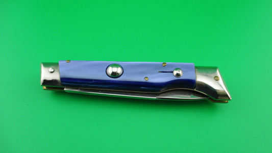 JNDIANA EXTRA 20cm Italian Slant Bolster Blue Pearlex Vintage Automatic knife bobc