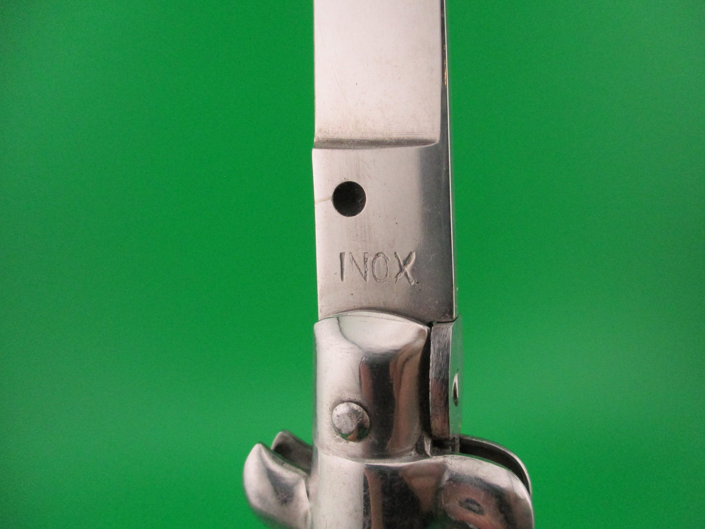INOX 28cm Italian Stiletto BIG CAT & Wolf Black Scrimshaw automatic knife