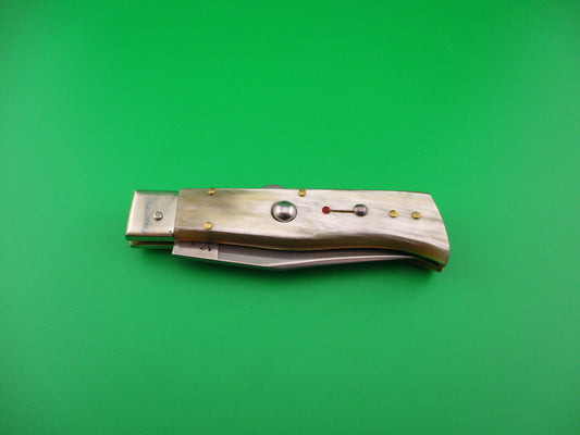 DM Dolphin 20cm Italian Humpback Red Dot Hunter Honey & Cream automatic knife