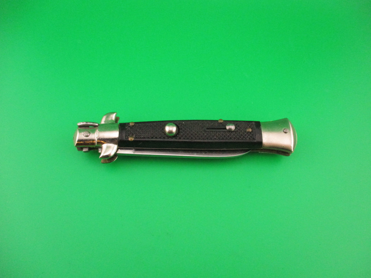 BARON ROSTFREI 21cm Italian swivel bolster Black checkered automatic knife