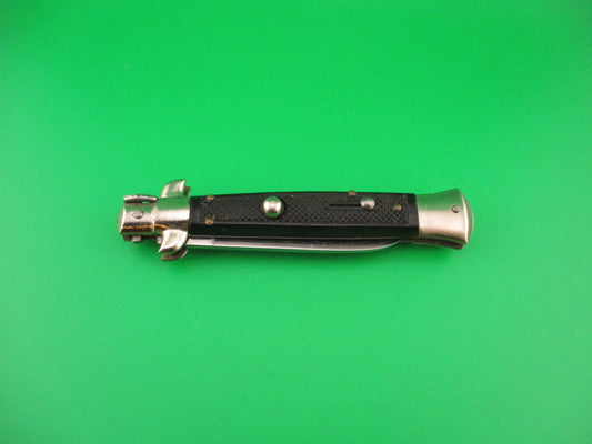 BARON ROSTFREI 21cm Italian swivel bolster Black checkered automatic knife