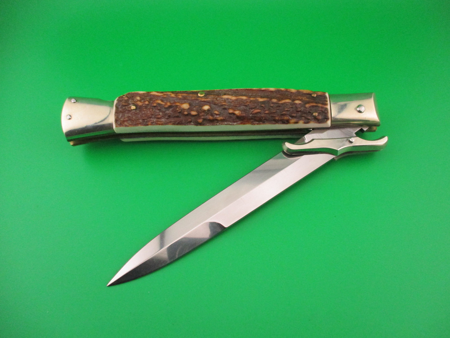 z AGA CAMPOLIN MANIAGO ITALY 2014 33cm Italian Swing Guard Stag Oval Button switchblade