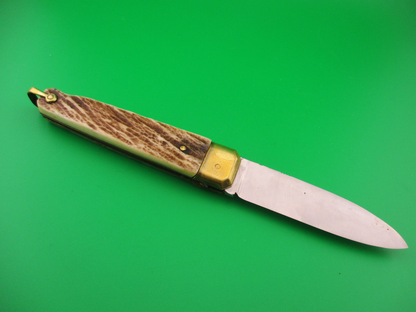 St JM XX INOX 21cm French Saint James Stag & Brass Automatic Knife