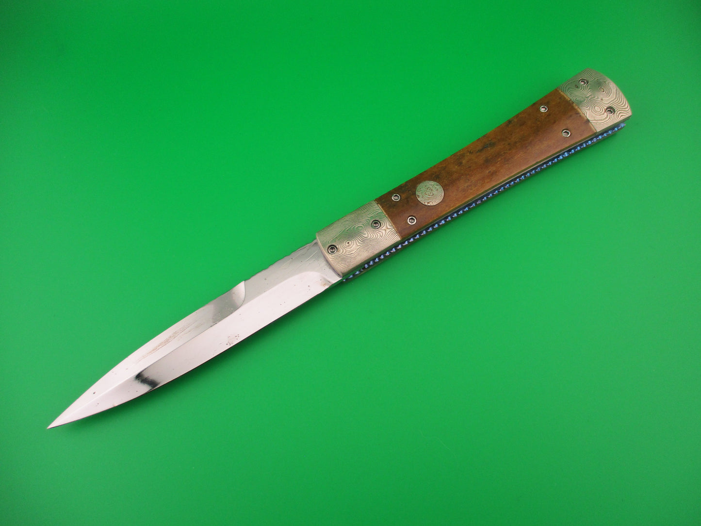 RAINY VALLOTTON 10" CUSTOM Mammoth & Titanium Bayonet blade automatic knife