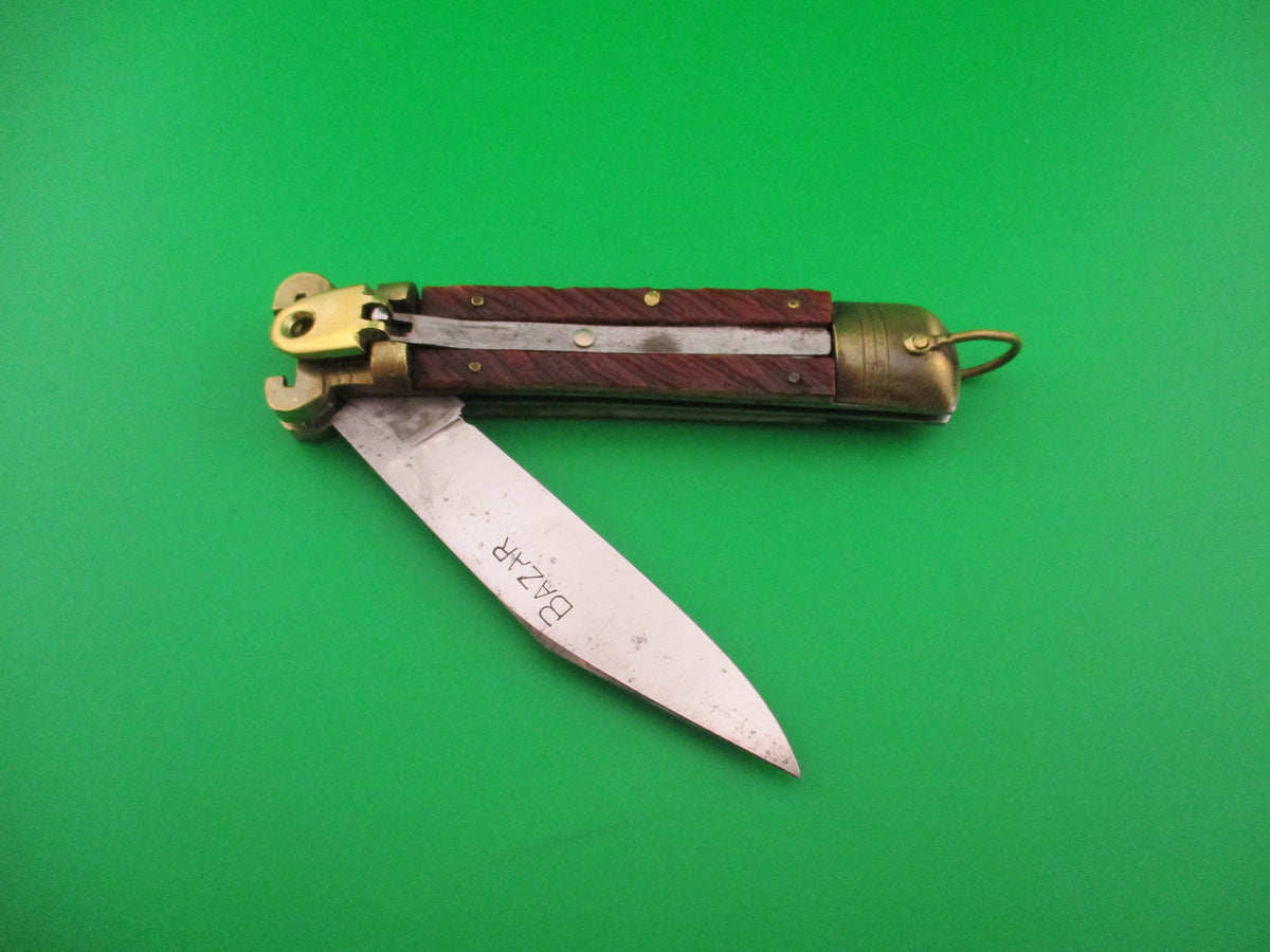 Bazar 20cm Japanese Lever Shell Puller Bone & Brass vintage automatic knife NOS