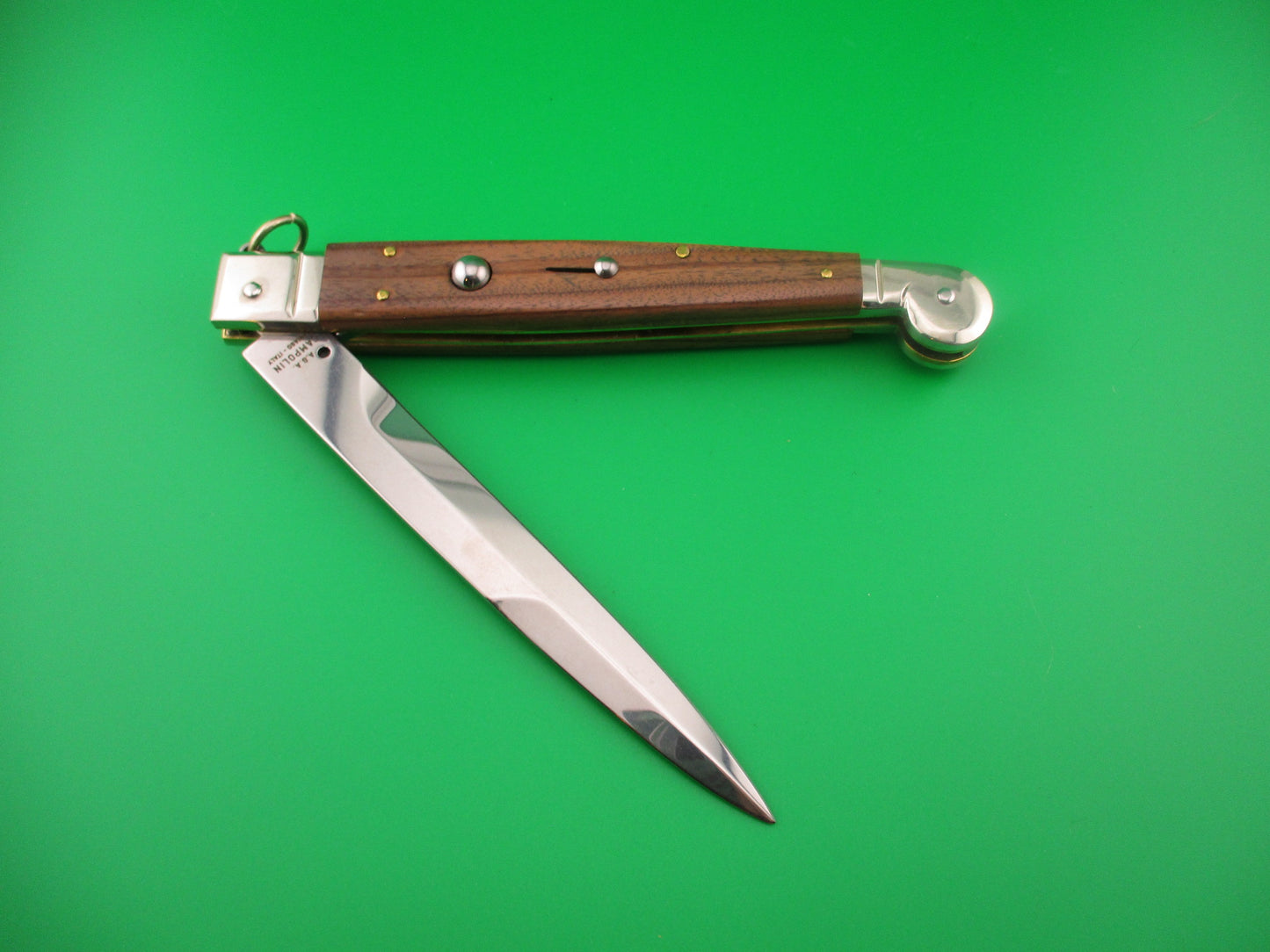AGA CAMPOLIN 30cm Italian Sicilian Ring Pull Wood handled automatic knife