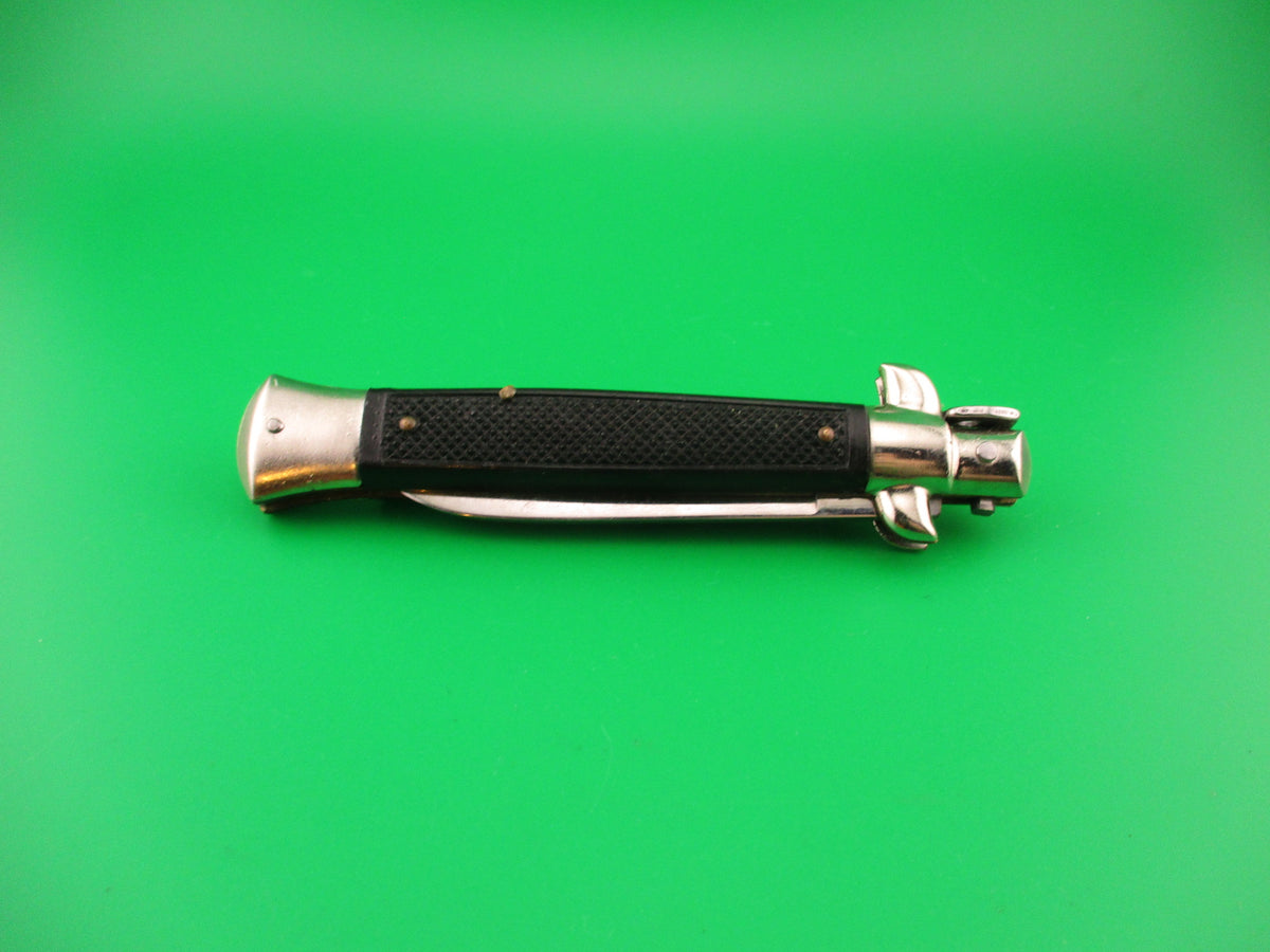 BARON ROSTFREI 21cm Italian swivel bolster Black checkered automatic knife