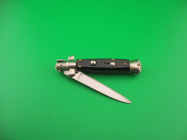 Sterile 16cm Italian Stiletto swivel bolster flat top plastic scales automatic knife