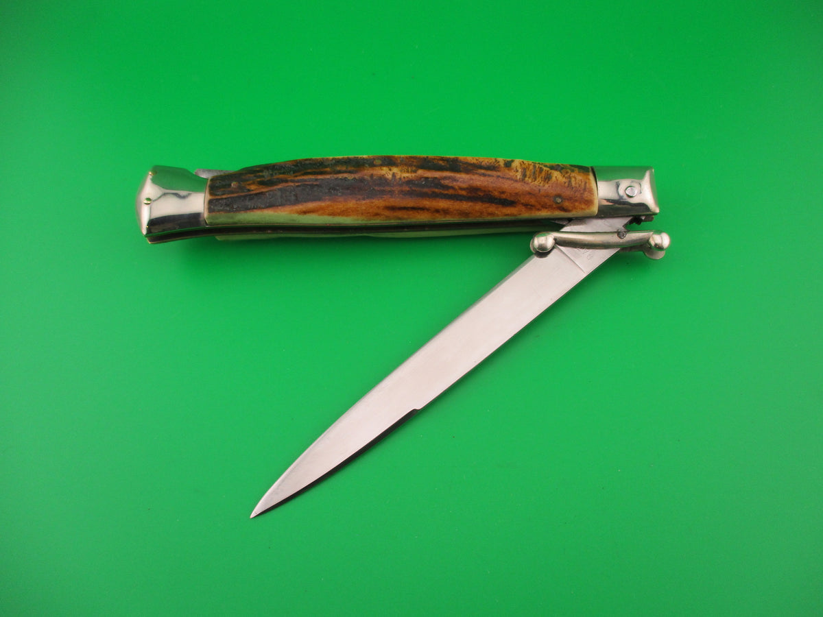 MADE IN ITALY INOXID 28cm Italian Stag Swing Guard 1960s vintage automatic knife