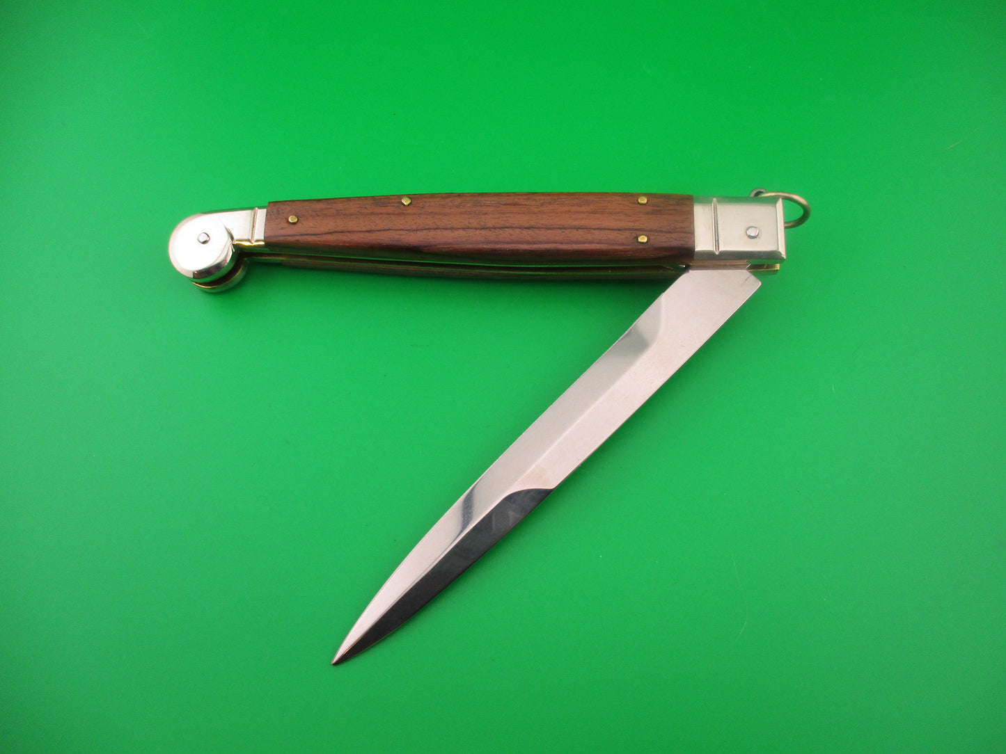 AGA CAMPOLIN 30cm Italian Sicilian Ring Pull Wood handled automatic knife