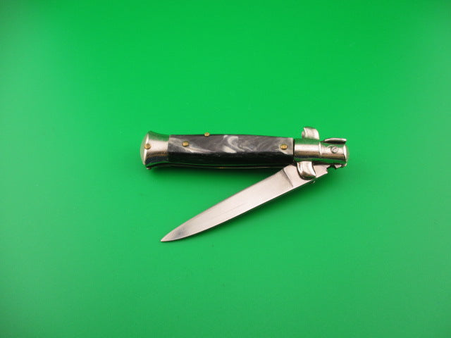 Sterile 16cm Italian Stiletto swivel bolster flat top plastic scales automatic knife