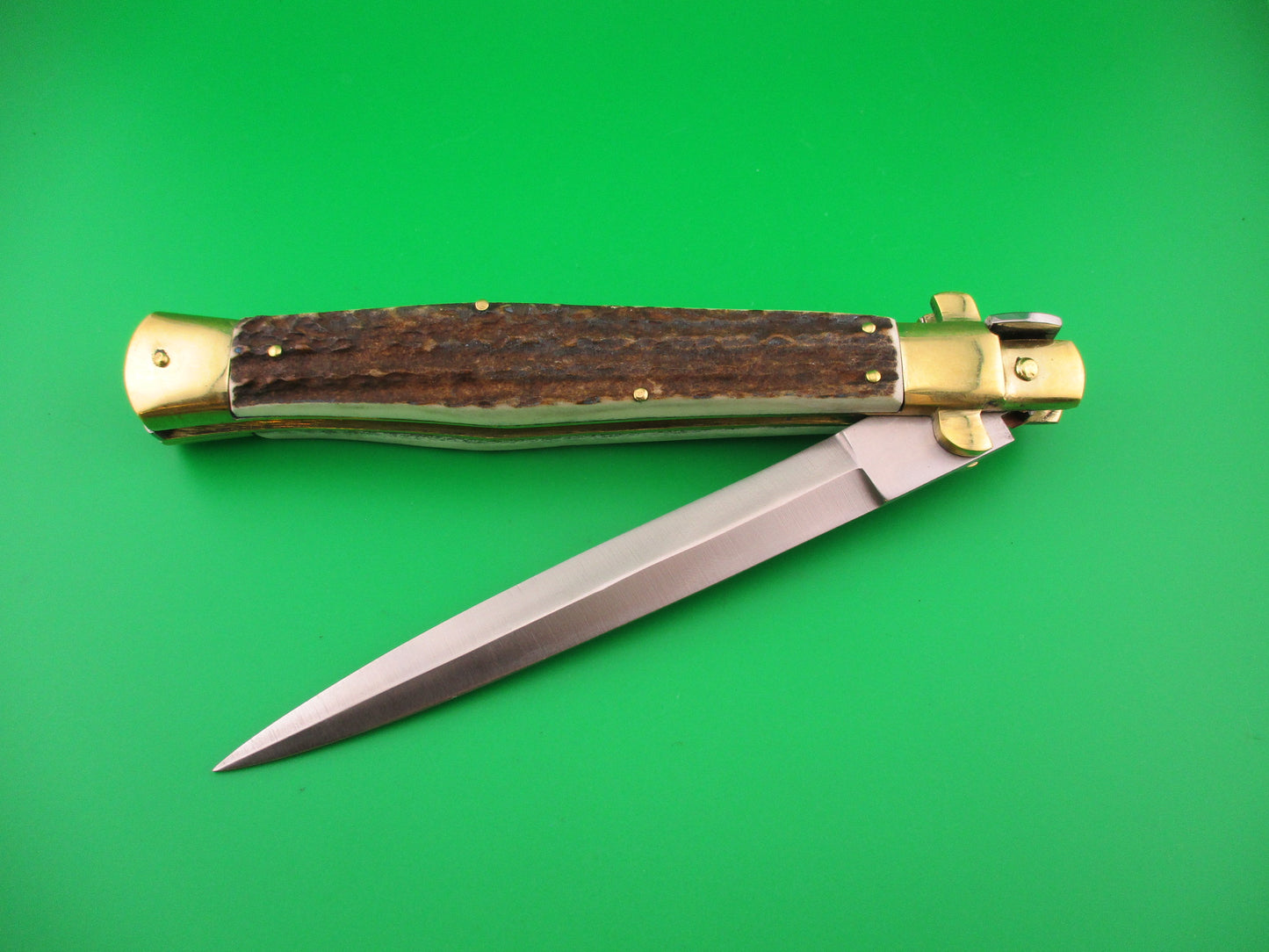 Renzo Pascotto Maniago Italy 35cm Italian Wasp body Picklock Stag automatic knife