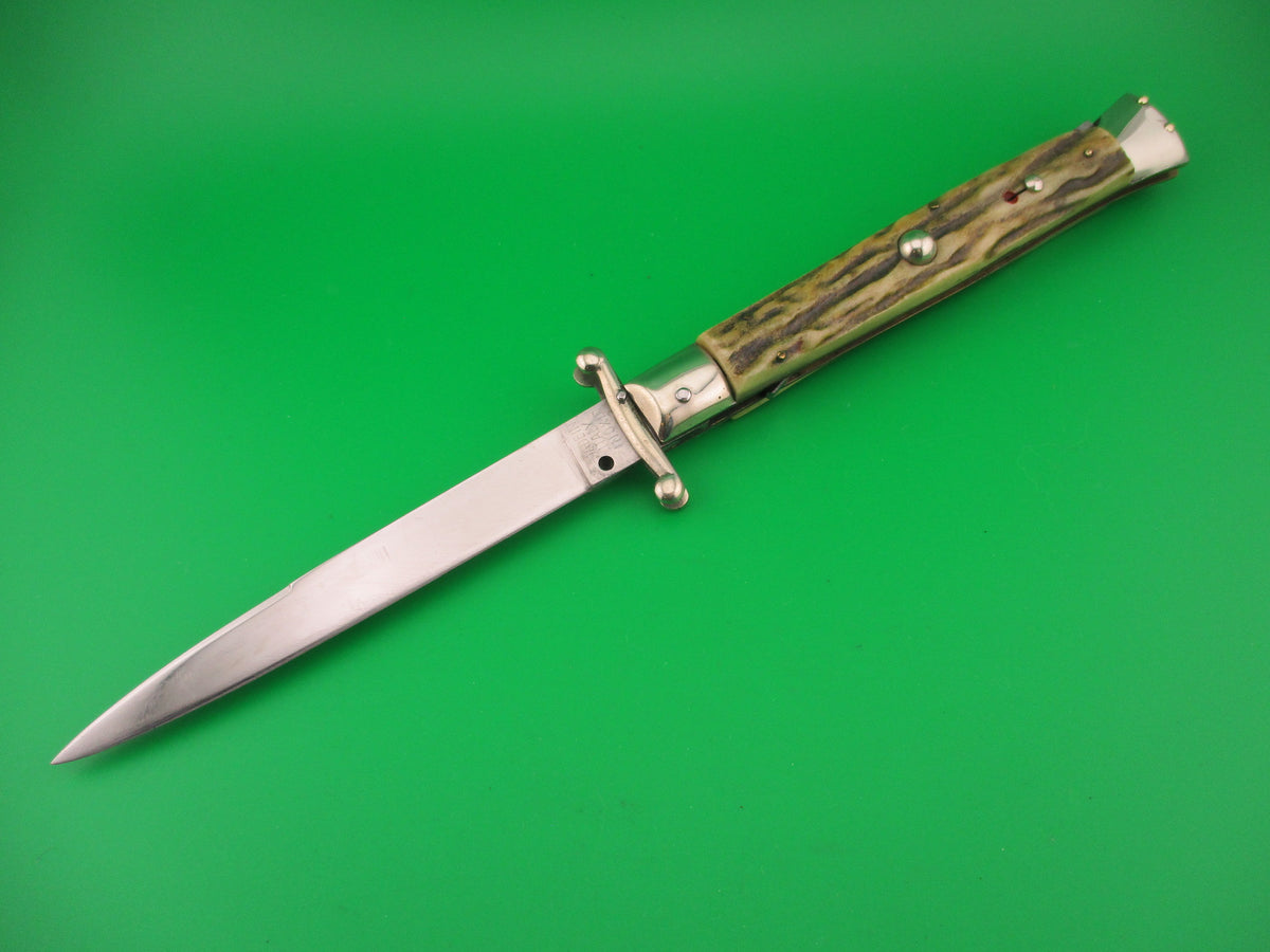 MADE IN ITALY INOXID 28cm Italian Stag Swing Guard 1960s vintage automatic knife