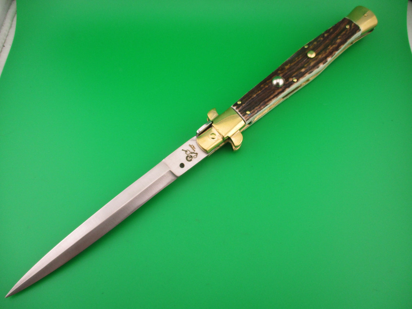 Renzo Pascotto Maniago Italy 35cm Italian Wasp body Picklock Stag automatic knife