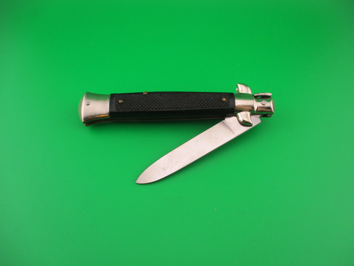 BARON ROSTFREI 21cm Italian swivel bolster Black checkered automatic knife