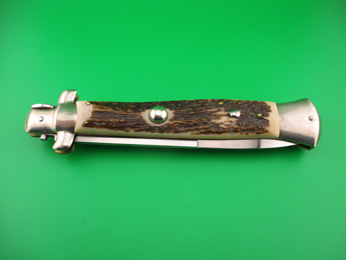 AGA CAMPOLIN ITALY 38cm Italian swivel bolster Stag stiletto 15 inch automatic knife