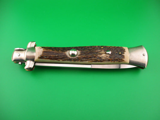 AGA CAMPOLIN ITALY 38cm Italian swivel bolster Stag stiletto 15 inch automatic knife