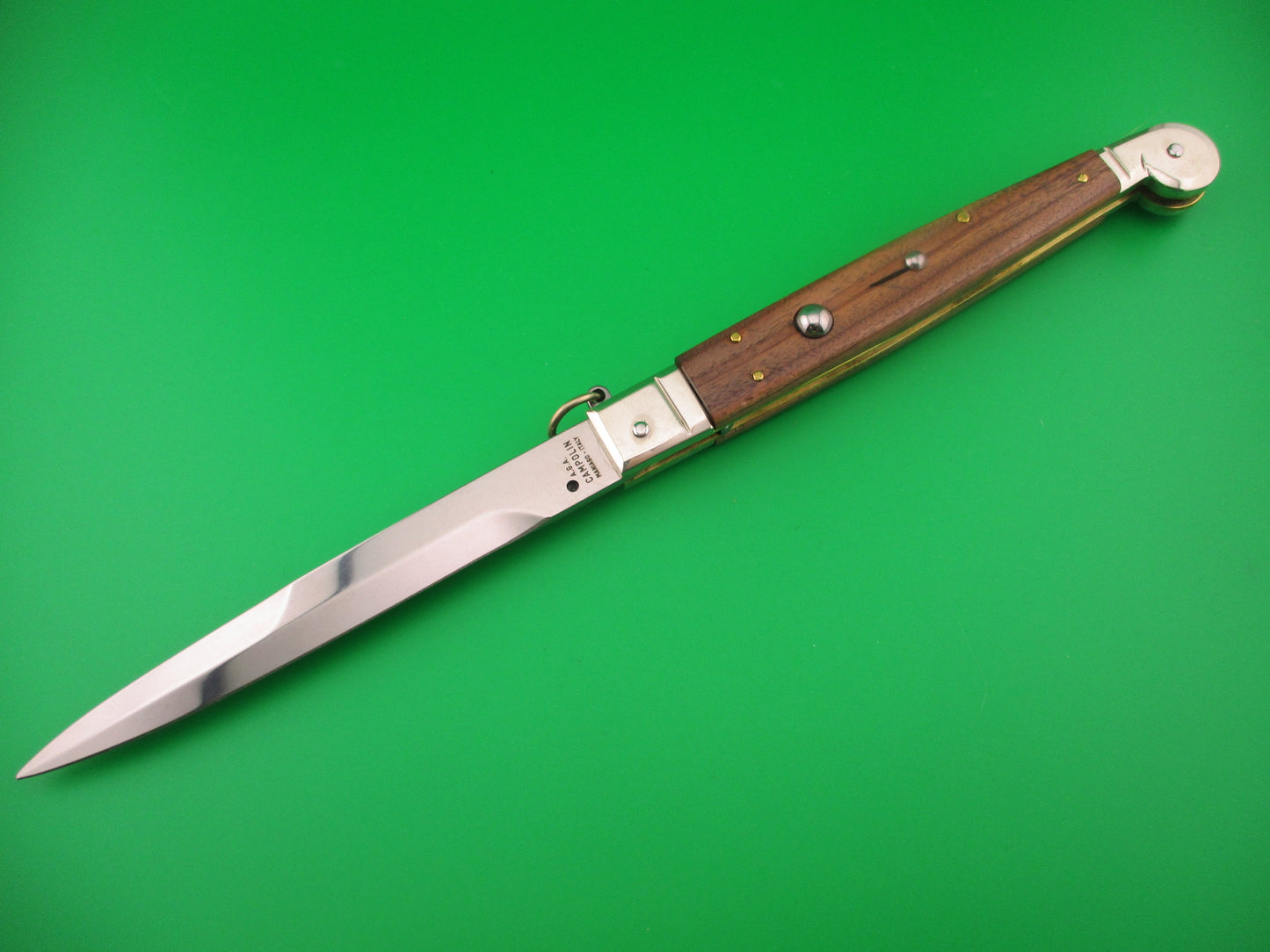 AGA CAMPOLIN 30cm Italian Sicilian Ring Pull Wood handled automatic knife