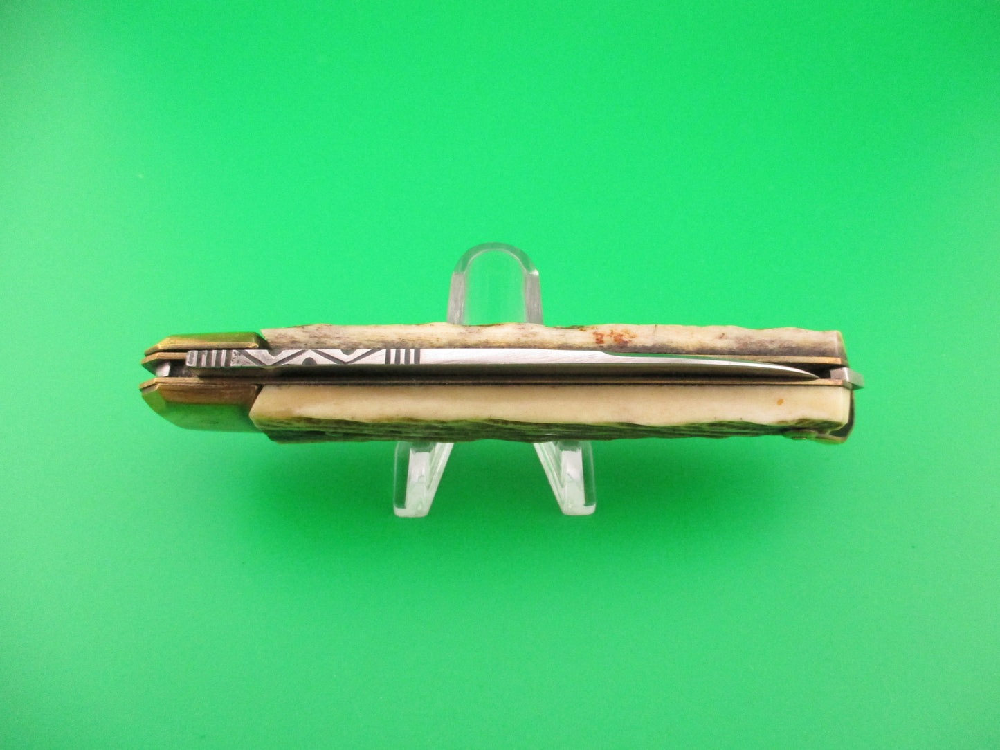 St JM XX INOX 21cm French Saint James Stag & Brass Automatic Knife