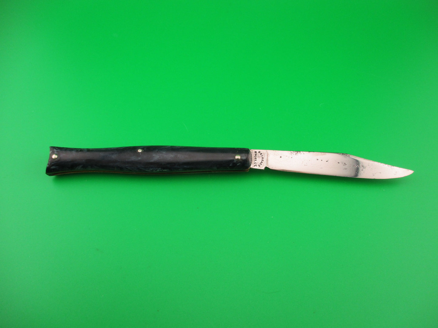 PRESTO Fishtail #6000 Blue swirl celluloid vintage switchblade knife